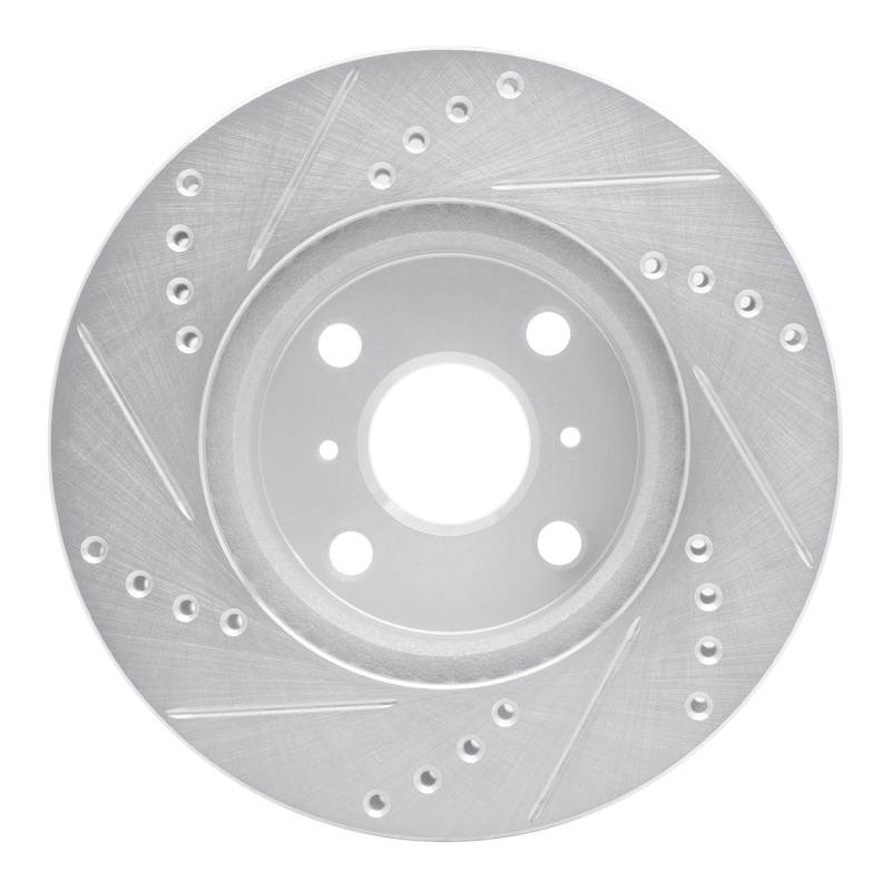Scion IQ Brake Rotor (1) - Front Right - R1 Concepts - Drilled & Slotted - Silver - `06-`19